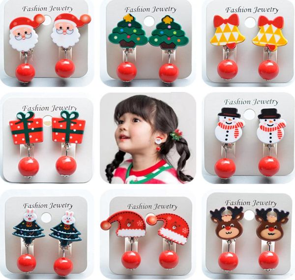 

kids fashion santa claus christmas fake earrings no piercing clip on cartoon earrings for lovely girls jewelry christmas gifts8190022, Silver