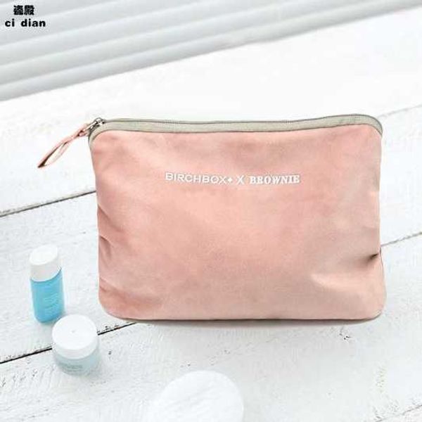 

net red cosmetic bag small portable korean simple flannel girl's heart storage bag large capacity cosmetic bag small wallet