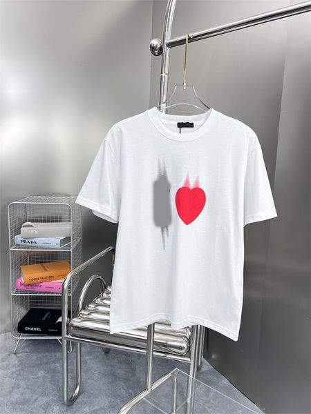 

2023 paris new lovers t-shirt crewneck love t-shirt men and women with the same fashion casual half sleeve, White;black