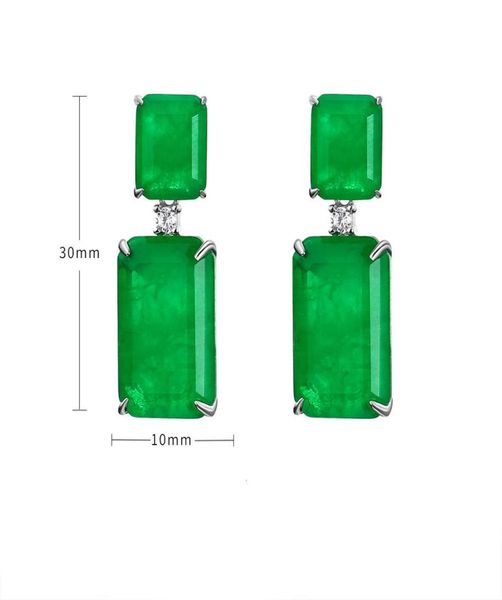 

925 sterling sier emerald gemstone stud earrings0123457508665, Golden