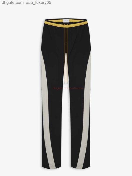 

designer fashion clothing casual pant k8004 rhude black white patchwork drawstring pants streetwear jogger trousers sweatpants for sale