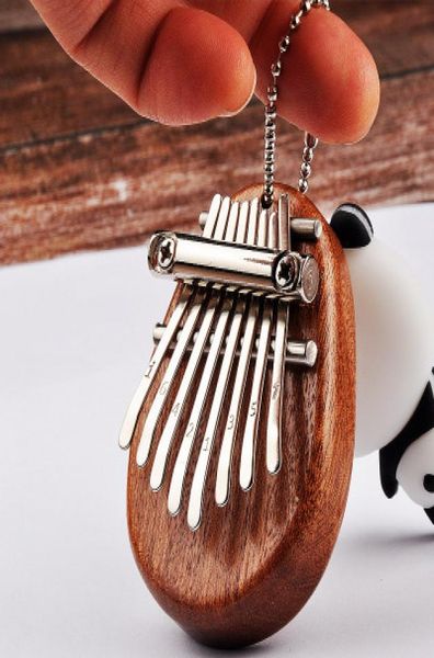 

mini mbira kalimba thumb piano 8 key with phonetic symbol mahogany material mini kalimba keychain key buckle1795576