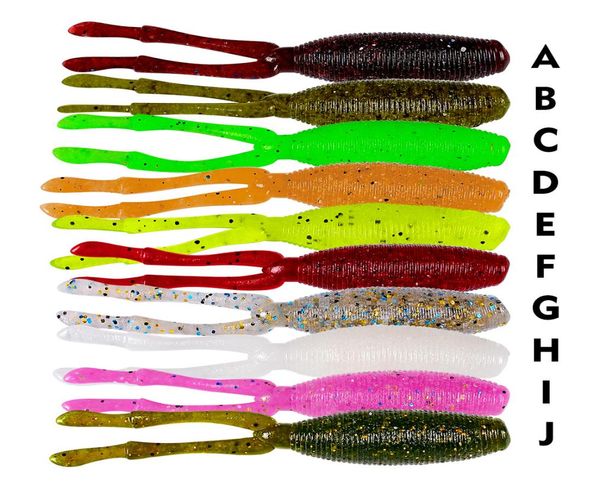 

10pcsset long tail grubs 90mm two legs soft lure long lag fishing lure fish baits5401745