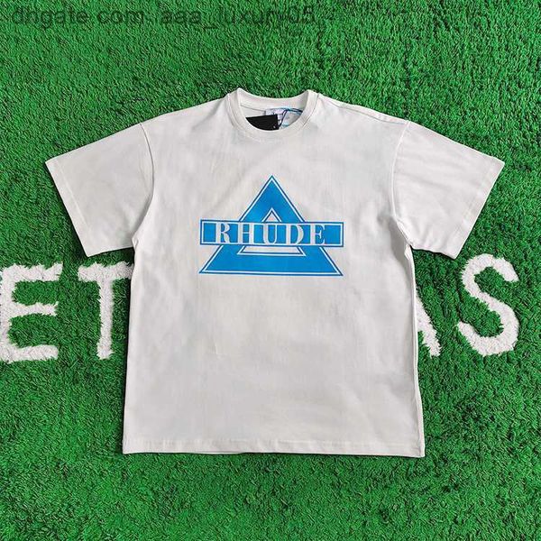 

designer fashion clothing tees tshirts rhude triangle print american street trend simple loose versatile cotton short sleeve t-shirt men co, White;black