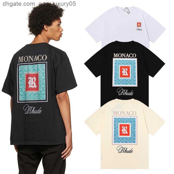 

2023 rhude men t shirt cotton short sleeved fashion men women short sleeve us size s-2xl brand clothes, White;black