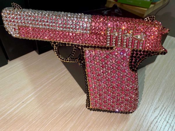 

new diamond embedding dinner bag handgun style handheld bag banquet personality full diamond women's bag