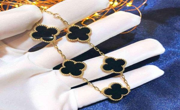 

classic fashion 4 leaf clover charm bracelets bangle chain 18k gold agate shell motherofpearl for womengirls link0044001935, Golden;silver