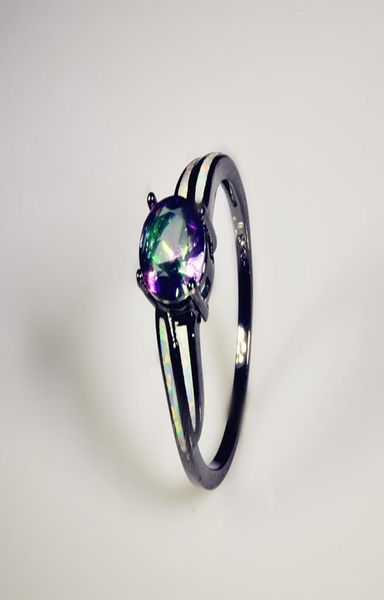 

whole retail fashion fine white fire opal rings and colorful zircon opal rings 10kt black gold filled rof15070045972498, Silver