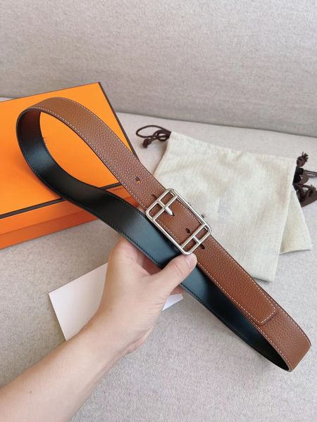 

classics men belts designer mens and woman fashion togo leather classic reversible belt black brown h gold silver buckles 3.2-3.8cm h218