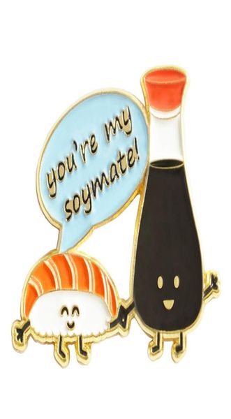 

you039re my soymate lapel pin cute cartoon salmon sushi brooch funny pun badge japanese food jewelry2379785, Gray