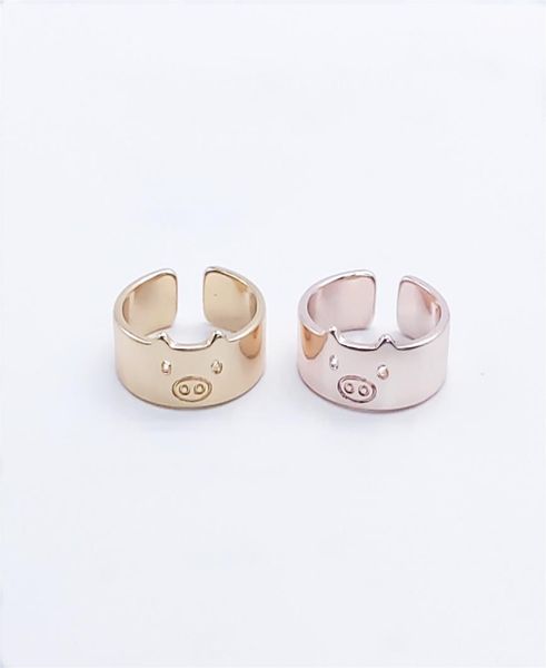 

trendy pig ring fixed size flat opening design lovely cartoon animal series suitable for women and men4527703, Golden;silver
