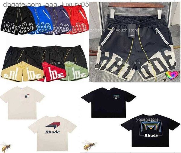 

designer shorts rhude shorts summer fashion beach pants men street wear red blue black purple pants mens short us siize s-xl, White;black