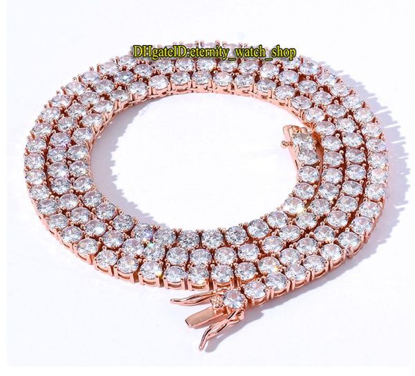 

european and american hiphop 3mm rose gold cz diamond tennis chain mens iced out diamond bracelet necklace couple tennis chain et2394520, Black