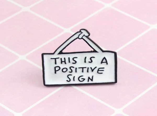 

sign this is a positive sign special personality tide new brooch creative cartoon lapel denim badge pins5328408, Gray