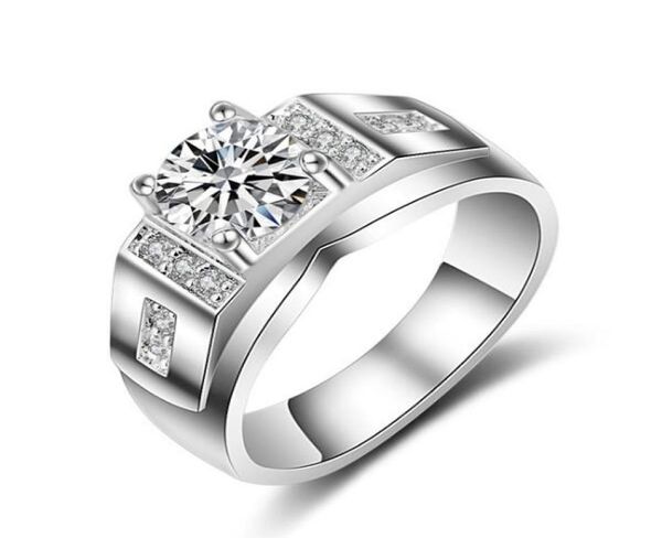 

125ct genuine sona synthetic diamond wedding engagement ring for men and women 925 silver with side stones2436554