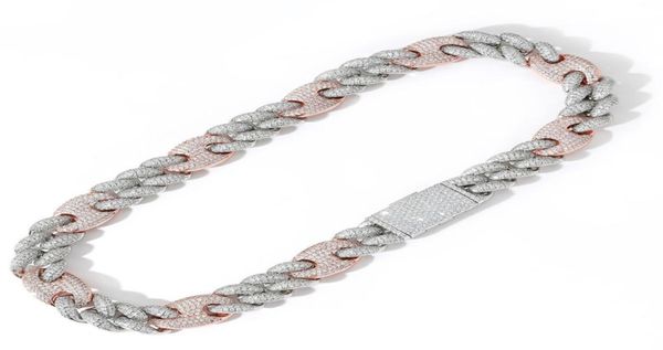 

20mm 1820inch white rose gold plated bling ice out cz cuban chain necklace bracelet for men women hip hop jewelry4839914, Silver