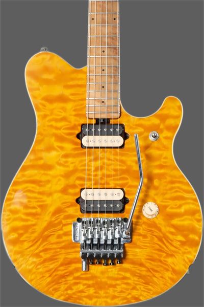 

1994 ernie ball music man ev h eddie van halen signature amber quilt electric guitar2589