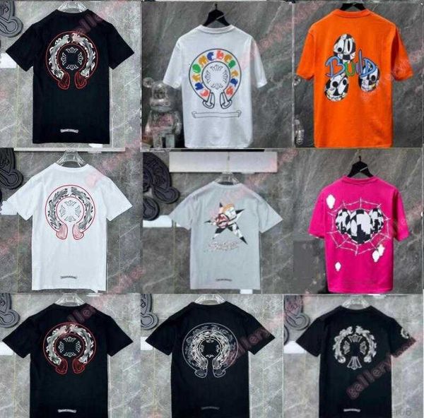 

classics mens t shirts heart brand crew neck chromes short sleeves tees ch t-shirts sweater casual horseshoe sanskrit cross print xj1, White;black