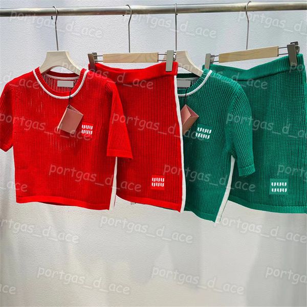 

letter women knit t shirts short sleeve hollow charming mini skit set, Black