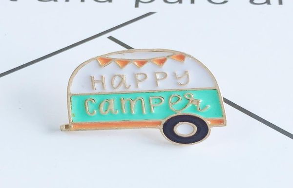 

car blue green happy camper white cute personality creative brooch cartoon special tide new lapel denim badge1935092, Gray