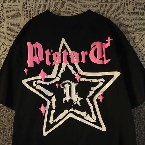 

loose fitting pure cotton, american high street short sleeved t-shirt, men's and women's ins street trendy hiphop, White;black