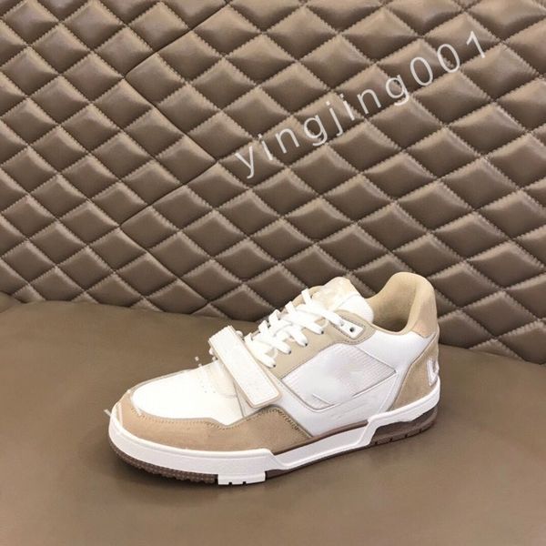 

new luxury designer flat sneaker trainer casual shoes denim canvas leather white letter overlays fashion platform mens womens low sneakers 3, Black