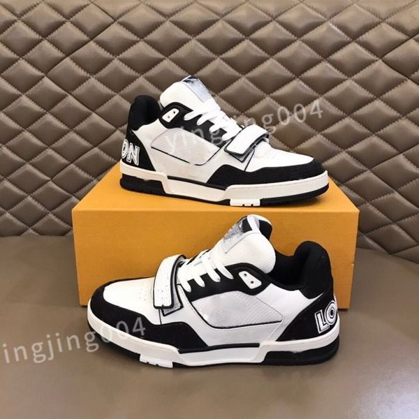 

2023 new designer shoes sneakers mens women calfskin high laces boot rainbow trainer printed leather motifs vintage trainers, Black