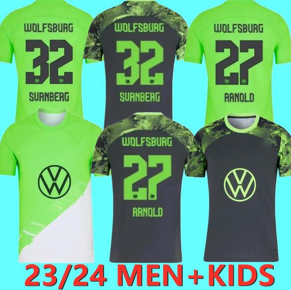 

23 24 vfl wolfsburg soccer jerseys lacroix van de ven 2023 2024 arnold svanberg football shirt marmoush wind waldschmidt wimmer nmecha gerha, Black;yellow