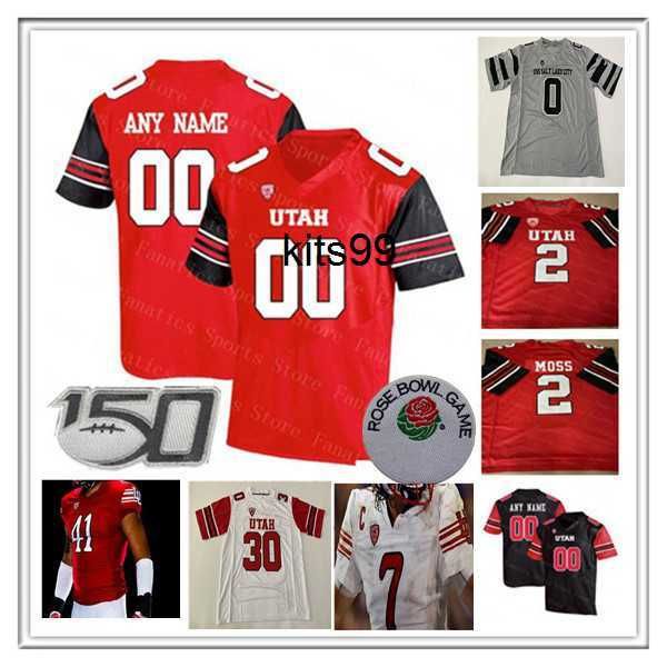 

ncaa college utah utes football jersey cameron rising tavion thomas brant kuithe cole bishop r.j. hubert chris curry micah bernard jaylon gl, Black;red