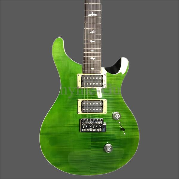 

new prs green flame maple electric guitar bird inlay chrome hardware