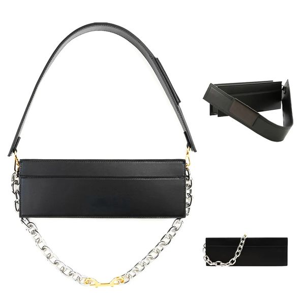 

fashion genuine leather tote shoulder bag baguette luxury designer women's mens messenger metal logo chain purses handbag sling crossbo