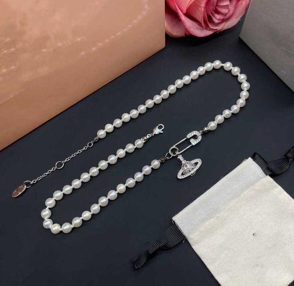 

pendant necklaces designer letter vivian chokers luxury women fashion jewelry metal pearl necklace cjeweler westwood cascade design 50ess, Silver