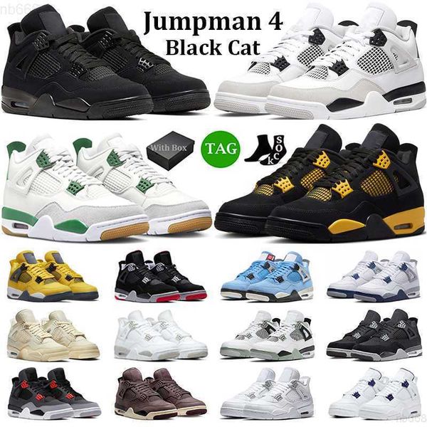 

with box jumpman 4 basketball shoes men women 4s thunder military black cat pine green university blue white oreo seafoam royalty mens train