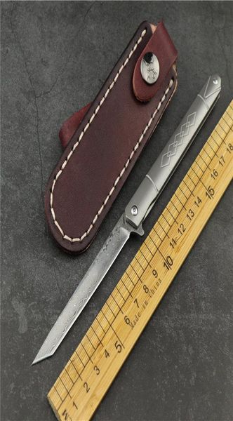 

vg10 steel core damascus steel small pen folding knife tc4 titanium alloy handle outdoor camping tactical folding knife sharp edc5118395