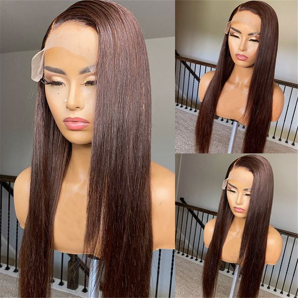 

brown lace front human hair wig straight 13x4 lace front wig color brazilian 4x4 lace closure wig pre plucked t part lace wig, Black;brown