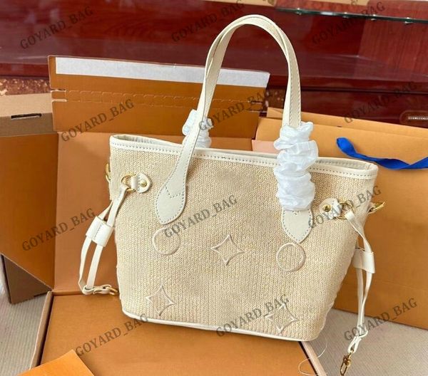 

m22838 raffia nano never mm pm full tote bag summer 2023 by the pool womens designer shopping bag beach fashion monograms shoulder bags with
