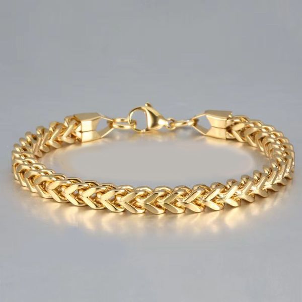 

stainless steel cuban chain bracelet for men women hip hop gold silver thick chain bracelet curb link chain bracelets trend jewelry 21cm, Black
