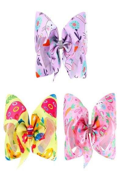 

6 inch girls hairclips hair accessories easter egg cute bunny hairpin children bow barrettes for easter party props m26765287848, Slivery;white