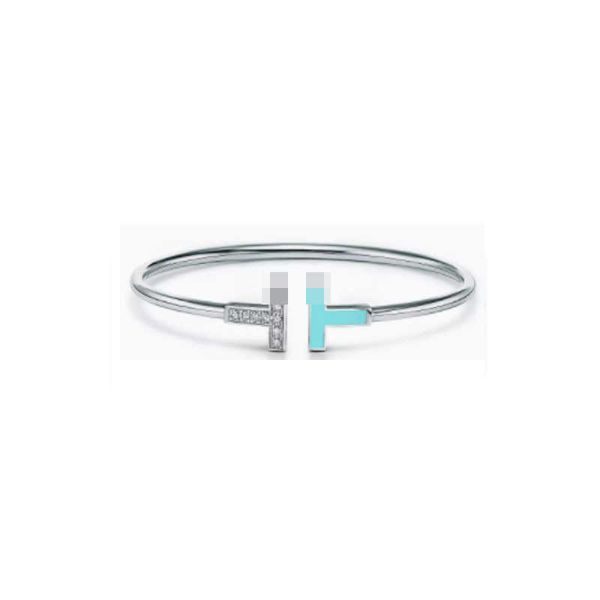 

counter quality popular tiffay 925 sterling silver classic double t drop glue set diamond plating bracelet fashion b4hx, Golden;silver