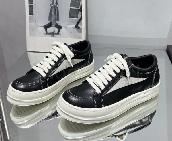 

designer rick owne shoe men rick owne sneaker women casual shoes rick shoes rricowees shoes low owen genuine leather rricowes shoes lace up, Black
