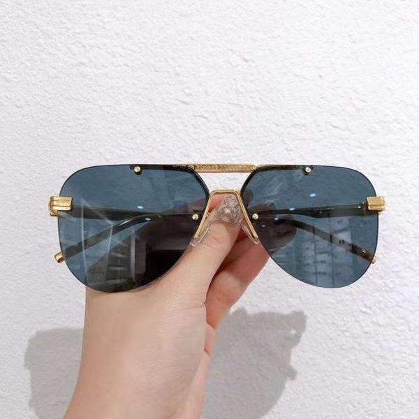 

gold metal grey pilot sunglasses mens frameless sun shades uv protection eyewear with box, White;black