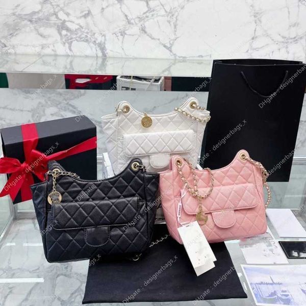 

gold croissant rhombus designer bag chain 2023 cowhide fragrant luxury crossbody coin new underarm bag leisure shoulder small caviar women l