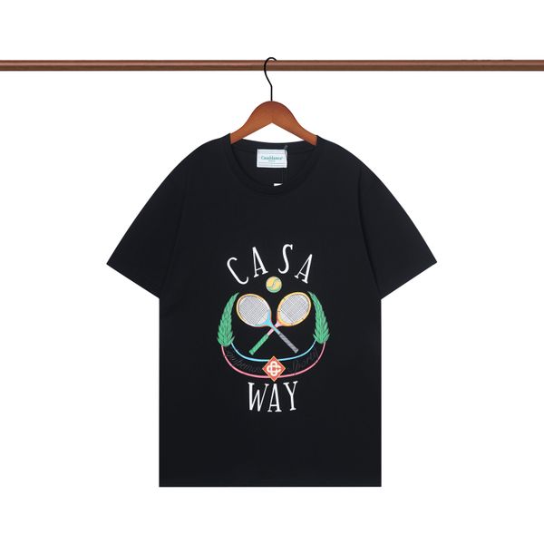 

fashion t shirt casablanca men women designers tshirts tees apparel man casual chest with letters print short sleeves summer men loose t sh, White;black