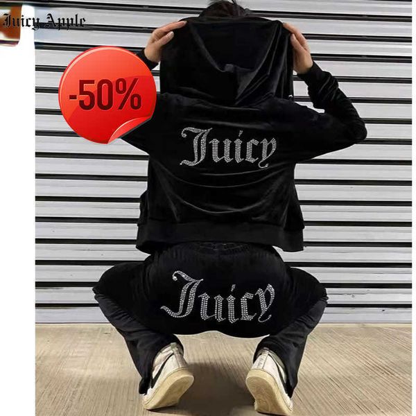 

juicy apple women's tracksuits velvet sewing suits outfit two piece jogging set velour sweatshirt hoodie pants suit womens y2k, White