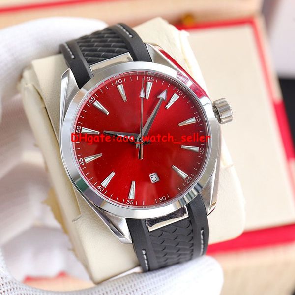 

5 syles luxury mens designer 007 watches 41mm red dial mechanical automatic movement transparent back rubber strap sapphire men's sport, Slivery;brown