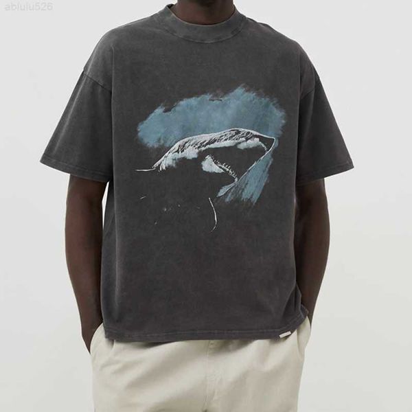 

22fw rep shark leter printed tee fashion man women t-shirt summer hip hop highstreet fztx1379, White;black