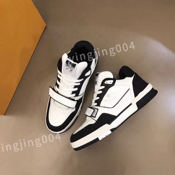 

2023 designer shoes sneakers mens women calfskin high laces boot rainbow trainer printed leather motifs vintage trainers, Black