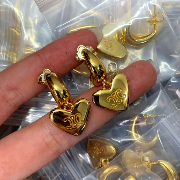 

new designed triomphe arch lover peadant earrings in brass women ear studs designer jewelry ce line9011106, Golden;silver