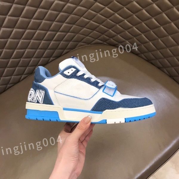 

new luxurys designer shoes sneakers mens women calfskin high laces boot rainbow trainer printed leather motifs vintage trainers, Black