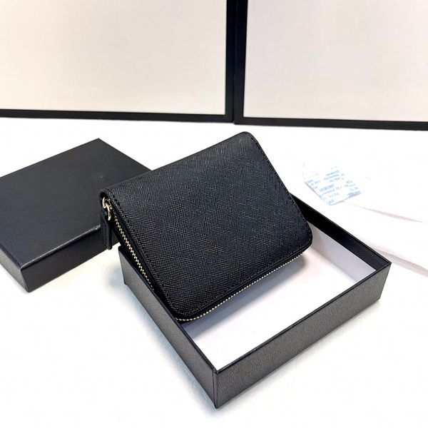 

mens card holder prad coin purses designer mini zip wallet saffiano triangle logo leather black wallets women luxury with gift box cardholde
